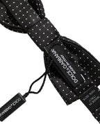 Black White Polka Dot Adjustable Neck Papillon Bow Tie