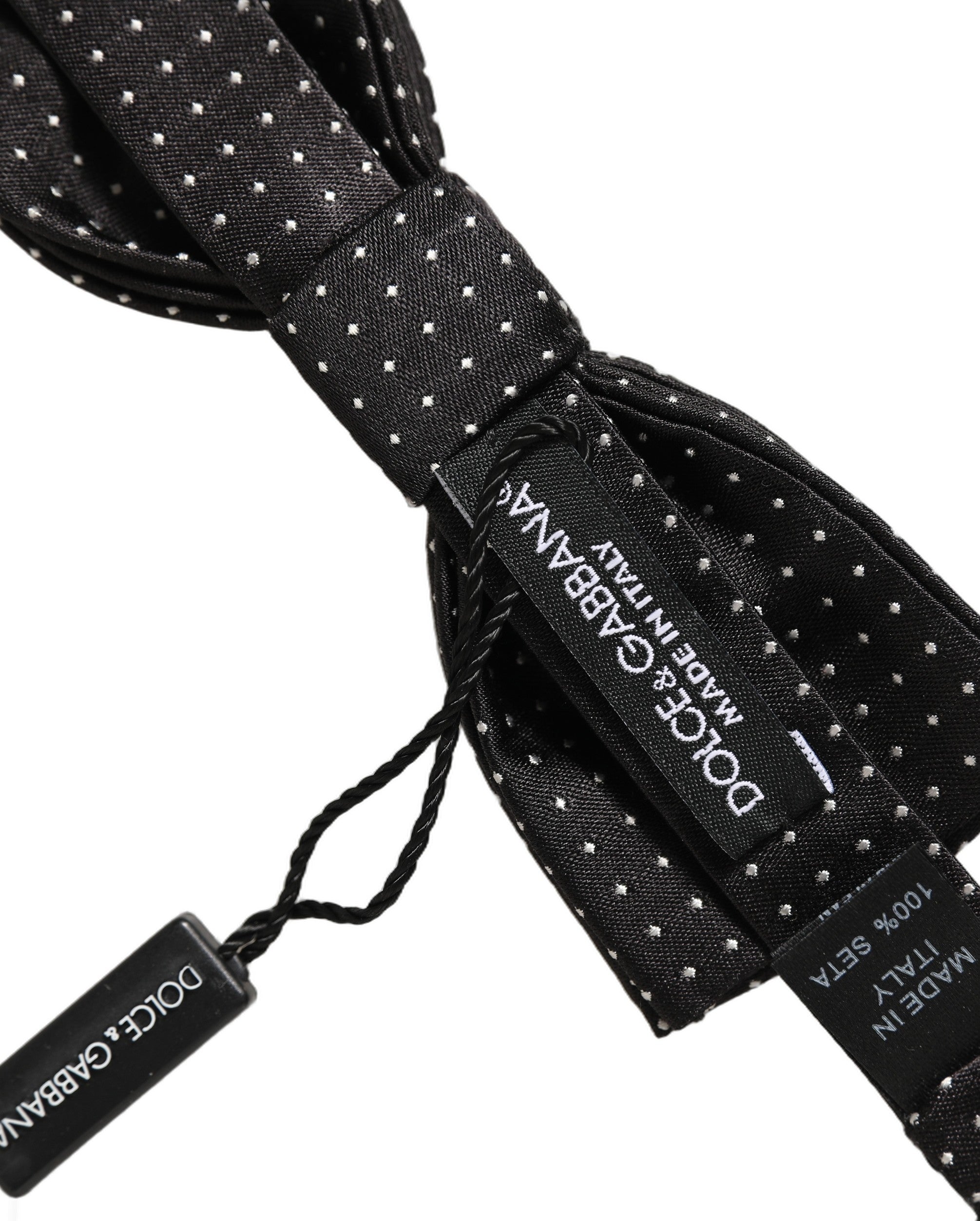 Black White Polka Dot Adjustable Neck Papillon Bow Tie
