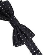 Black White Polka Dot Adjustable Neck Papillon Bow Tie