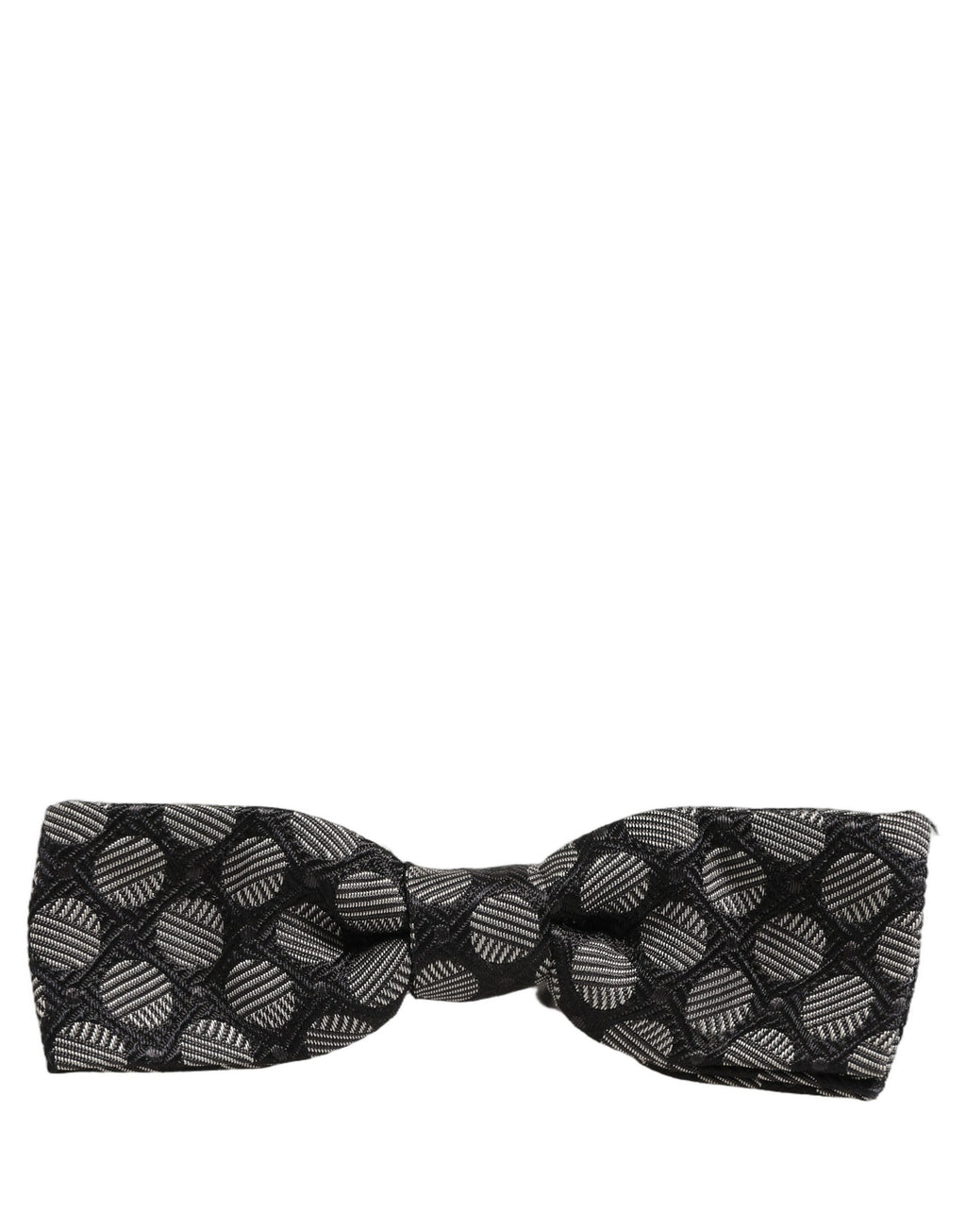 Black White Geometric Silk Adjustable Neck Papillon Bow Tie