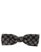 Black White Geometric Silk Adjustable Neck Papillon Bow Tie