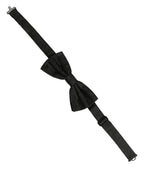 Men Black Paisley Silk Adjustable Neck Papillon Bow Tie