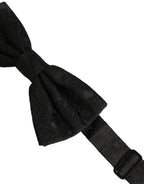 Men Black Paisley Silk Adjustable Neck Papillon Bow Tie