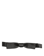 Men Black 100% Silk Adjustable Neck Papillon Bow Tie