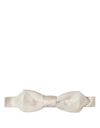 Men Off White Silk Adjustable Neck Papillon Bow Tie