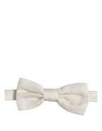 Men Off White Silk Adjustable Neck Papillon Bow Tie