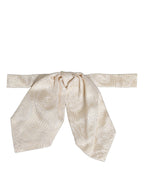 Men Ivory Paisley SIlk Adjustable Neck Papillon Bow Tie