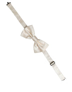 Men White 100% Silk Adjustable Neck Papillon Bow Tie