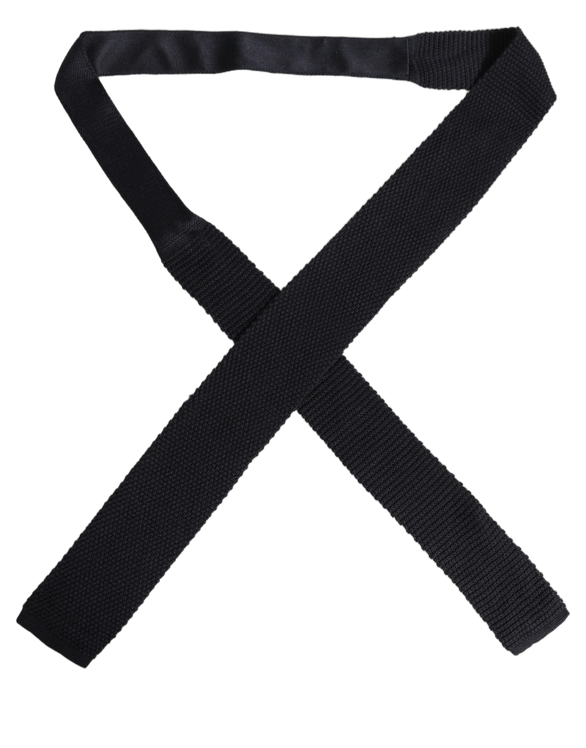 Men Black 100% Silk Adjustable Men Tied Necktie Tie