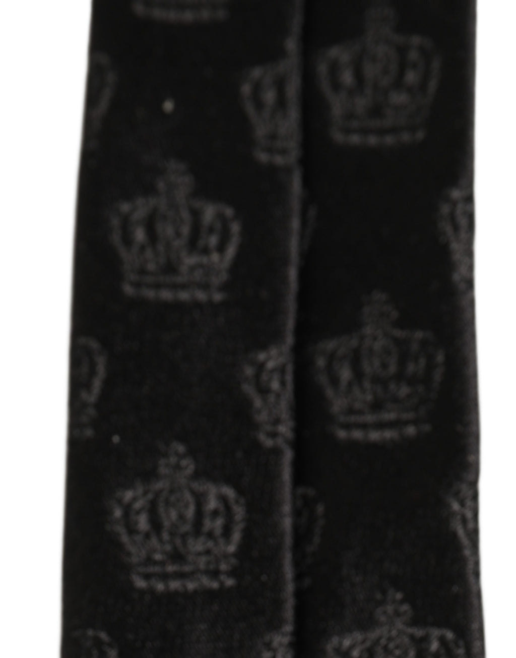 Men Black Crown Print Silk Adjustable Tied Necktie Tie
