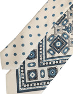 Men Off White Blue Geometric Adjustable Tied Necktie Tie