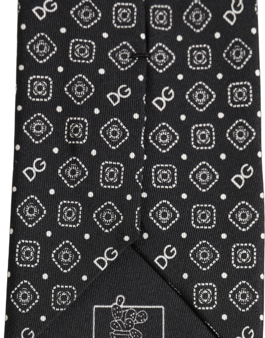 Men Black DG Logo 100% Silk Adjustable Tied Necktie Tie