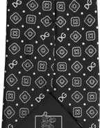 Men Black DG Logo 100% Silk Adjustable Tied Necktie Tie