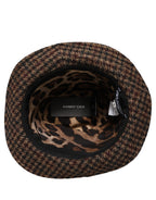 Brown Checkered Wool Tweed Fedora Capello Hats