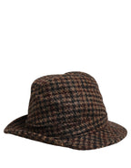 Brown Checkered Wool Tweed Fedora Capello Hats