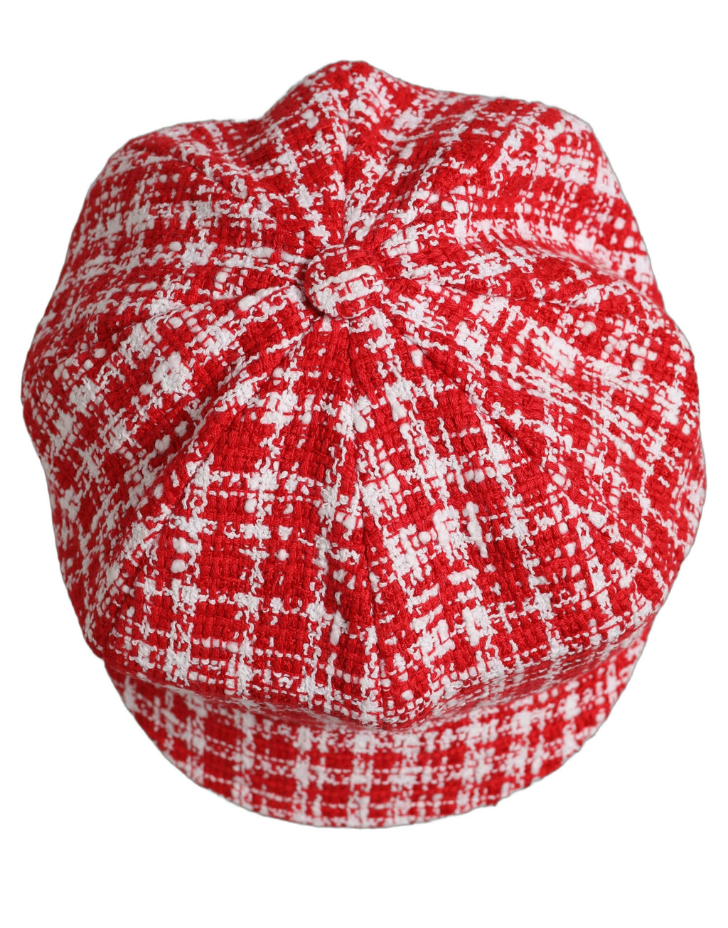 Red White Tweed Textured Baker Boy Capello Hat