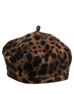 Brown Leopard French Style Beret Capello Hat