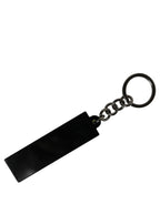 Neon Green Logo Print Charm Metal Keychain Keyring