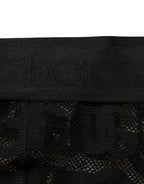 Black All Over Logo Print Sheer Pantyhose Underwear