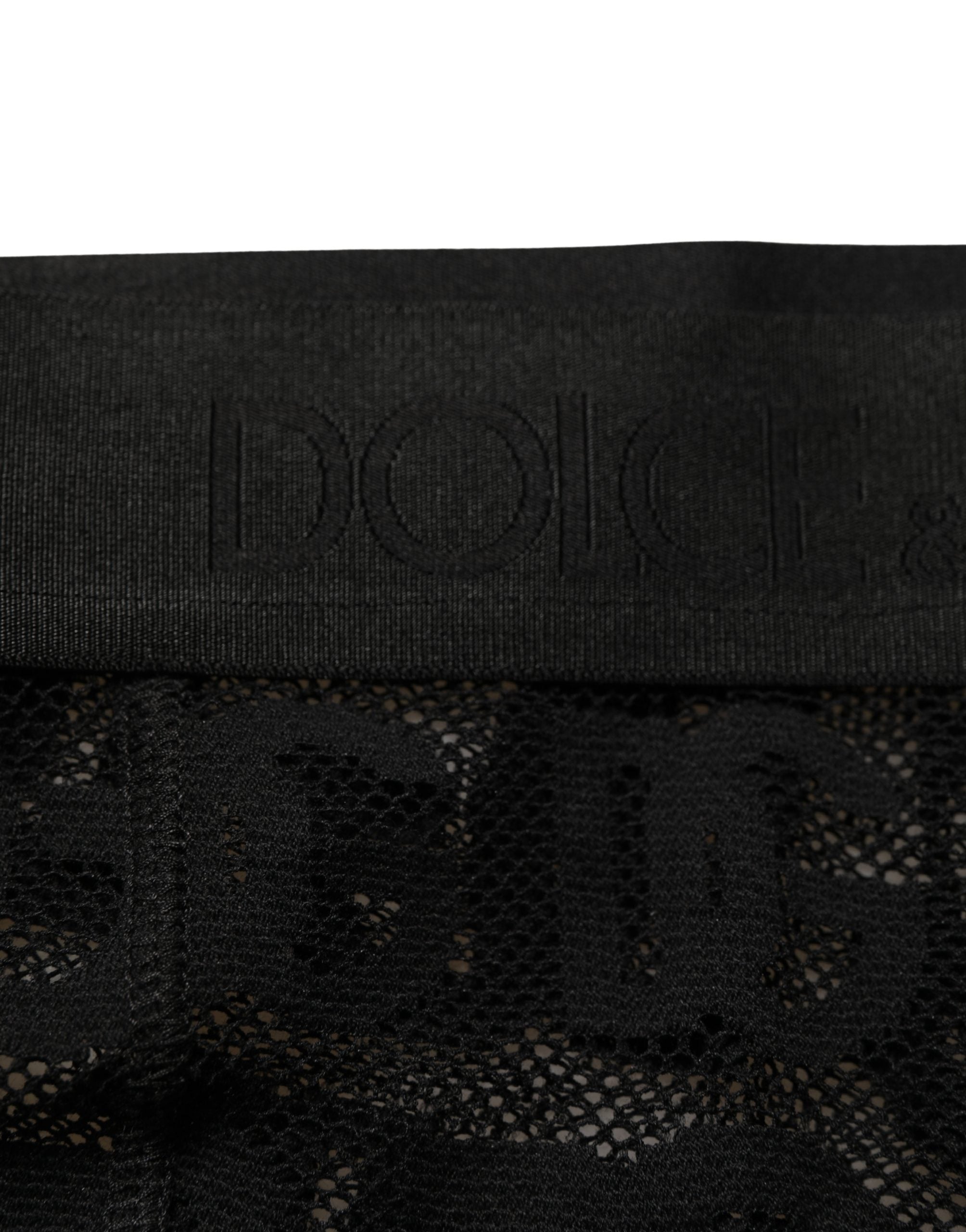 Black All Over Logo Print Sheer Pantyhose Underwear