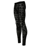Black All Over Logo Print Sheer Pantyhose Underwear
