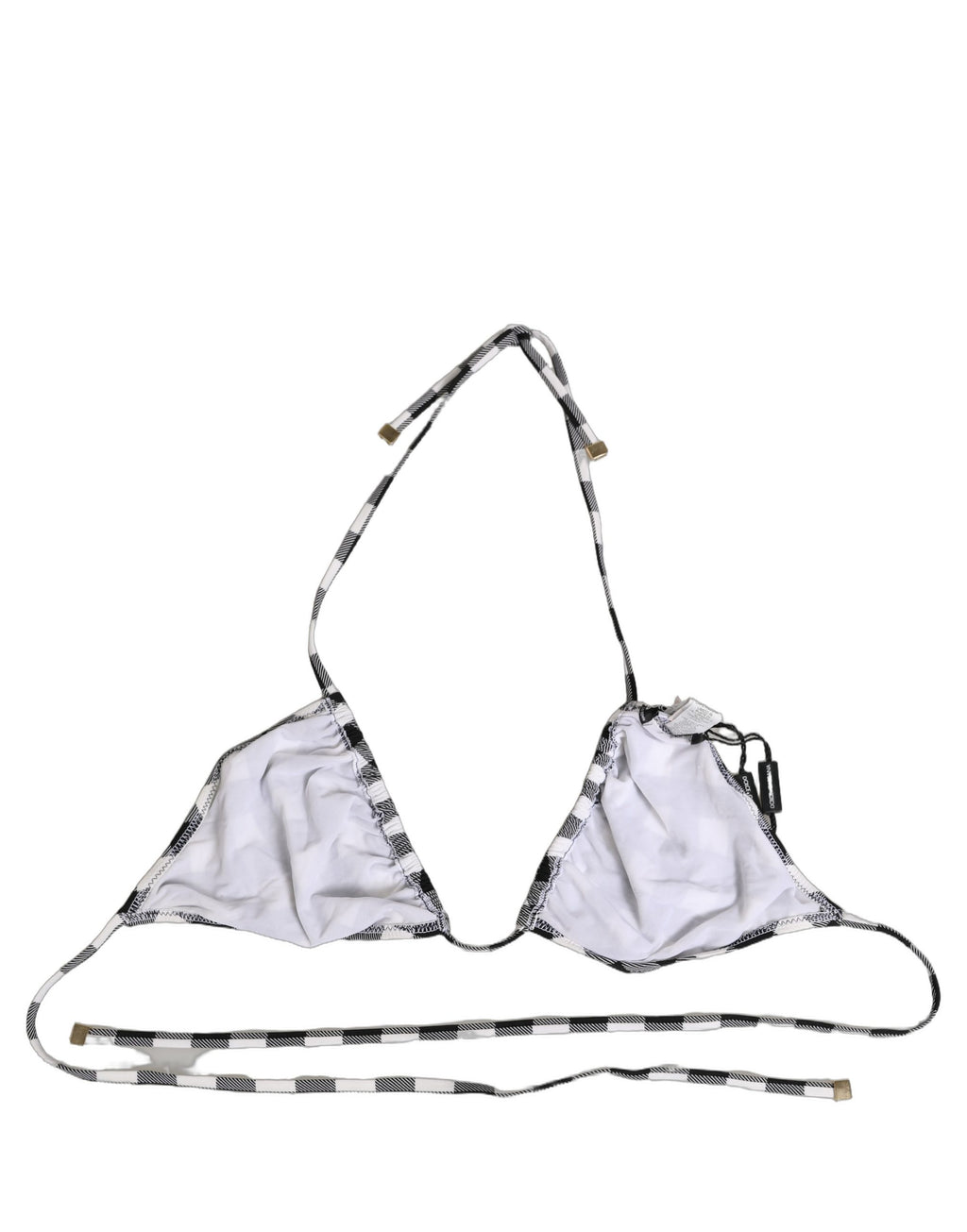 Black White Checkered Halter Beachwear Bikini Top
