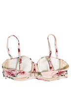 Pink Floral Print Underwire Beachwear Bikini Top