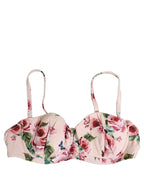 Pink Floral Print Underwire Beachwear Bikini Top