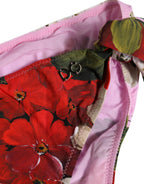 Pink Floral Tie Sides Beachwear Bikini Bottom