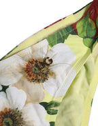 Yellow Floral Print Nylon Beachwear Bikini Bottom