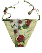 Yellow Floral Print Nylon Beachwear Bikini Bottom