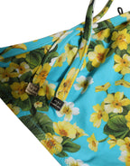 Blue Floral Print Nylon Beachwear Bikini Bottom