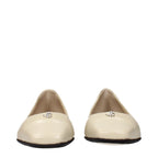 Beige Leather Ballet Flats