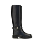 Black Calf Leather Bos Taurus Flat Boots