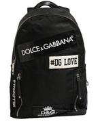 Men Black #DG LOVE Logo Patches Nylon Backpack Bag