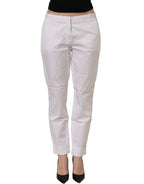 White Low Waist Straight Formal Trouser Pants