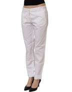 White Low Waist Straight Formal Trouser Pants