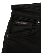 Black Cotton Stretch Skinny Denim Jeans