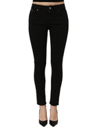 Black Cotton Stretch Skinny Denim Jeans