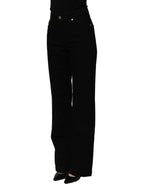 Black Cotton Stretch Straight Denim Jeans