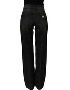 Black Cotton Stretch Straight Denim Jeans