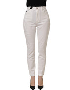 White Cotton Stretch Skinny Denim Jeans