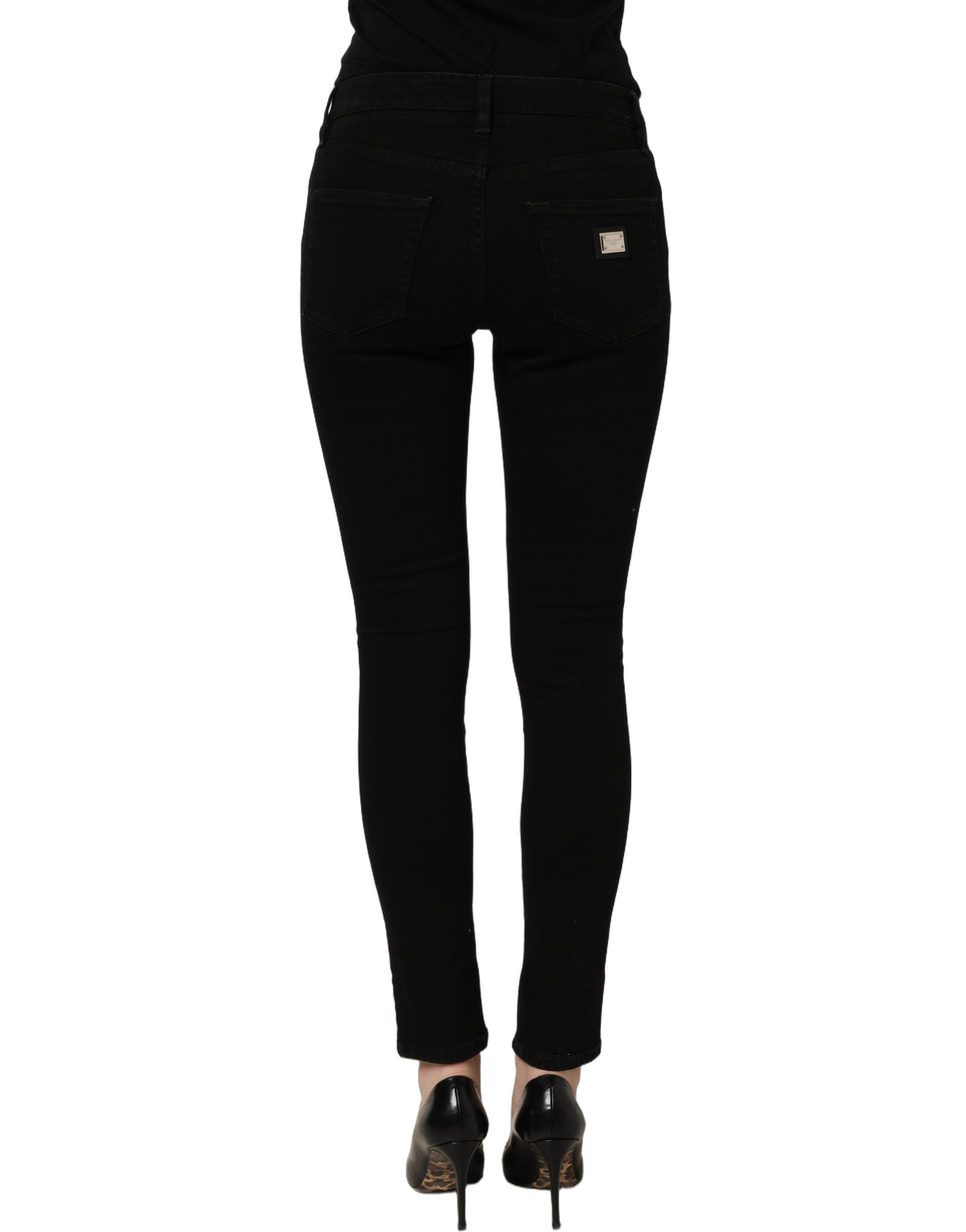 Black Cotton Stretch Skinny Denim Jeans