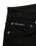 Black Cotton Stretch Skinny Denim Jeans