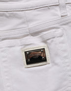 White Cotton Low Rise Denim Hot Pants Shorts