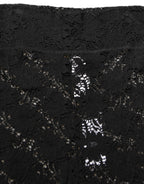 Black High Waist Sheer Floral Lace Shorts