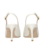 Beige Leather High Heel Pumps