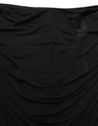 Black Viscose Mid Waist A-line Mini Skirt