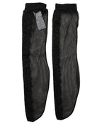 Black Nylon Mesh Sheer Calf Long Accessory Socks
