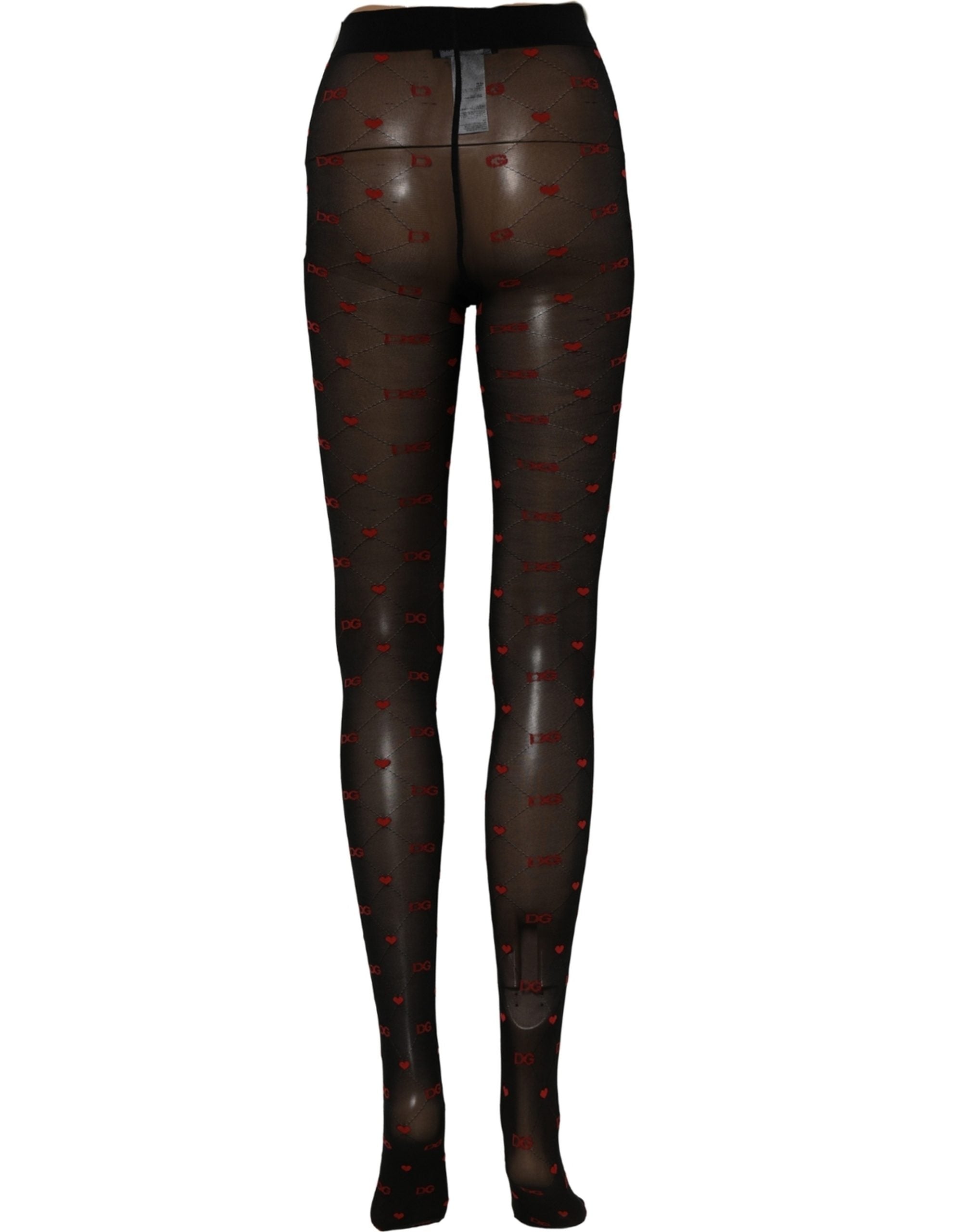 Black Nylon Hearts Tights Stocking Pantyhose Socks